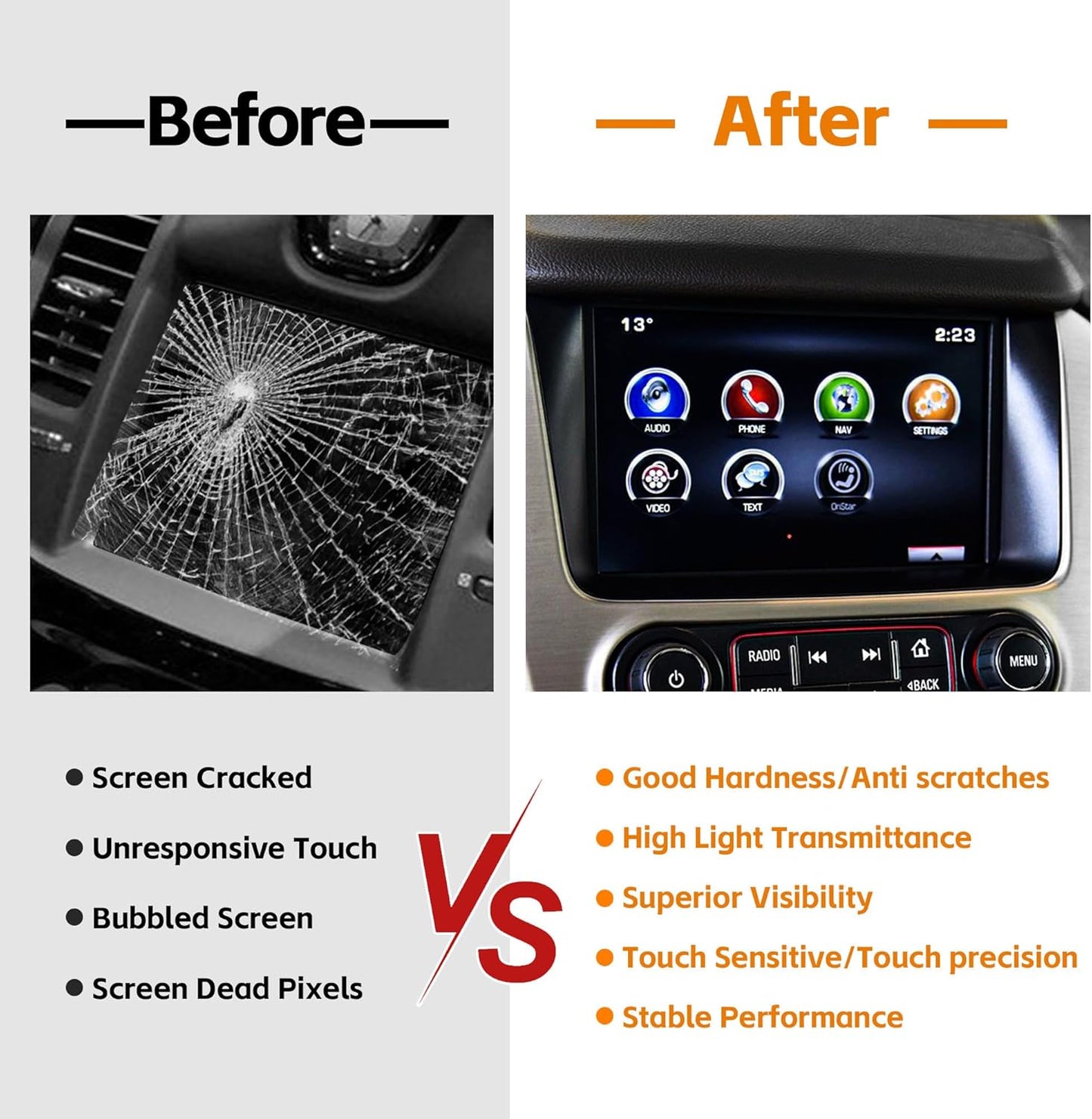 8" Touch Screen Digitizer Replacement for 2015-2018 GMC Sierra Acadia Chey MyLink Replace DJ080PA-01A