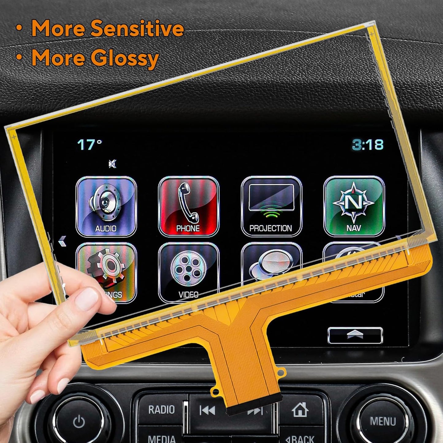 8" Touch Screen Digitizer Replacement for 2015-2018 GMC Sierra Acadia Chey MyLink Replace DJ080PA-01A